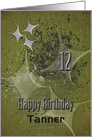 Happy 12th Birthday Custom Name Masculine Grunge Stars card