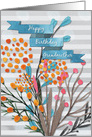 Happy Birthday Grandmother Pretty Watercolor Effect Flowers Stripes card