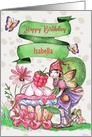 Happy Birthday Custom Name Fairy Cupcake and Flowers card