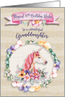 Happy Birthday 10th Birthday to Granddaughter Pretty Unicorn Flowers card