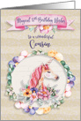 Happy 12th Birthday to Cousin Pretty Unicorn and Flowers card