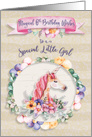 Happy 6th Birthday to a Special Little Girl Pretty Unicorn and Flowers card