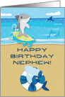 Happy Birthday to Nephew Ocean Scene with Sharks card