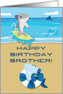 Happy Birthday to Brother Ocean Scene with Sharks card