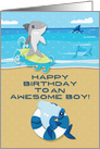 Happy Birthday to an Awesome Boy Ocean Scene with Sharks card