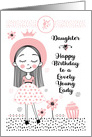 Happy Birthday to Daughter Cute Girl and Flowers card