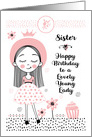 Happy Birthday to Sister Cute Girl and Flowers card