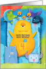 Happy 4th Birthday to Great Nephew Funny and Colorful Monsters card