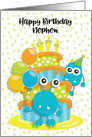 Happy Birthday to Nephew Birthday Cake and Monsters card