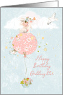Happy Birthday to Goddaughter Bunny Floating on Balloon card