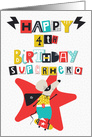Happy 4th Birthday Superhero Comical Skateboarding Mouse card