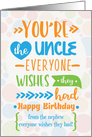 Happy Birthday to Uncle from Nephew Humorous Word Art card