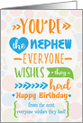 Happy Birthday to Nephew from Aunt Humorous Word Art card