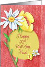 Happy 50th Birthday to Mum Pretty Watercolor Effect Flowers card