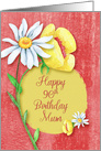Happy 90th Birthday to Mum Pretty Watercolor Effect Flowers card