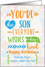Happy Birthday to Son from Father Humorous Word Art card