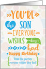 Happy Birthday to Son from Parents Humorous Word Art card