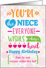 Happy Birthday to Niece from Aunt Humorous Word Art card