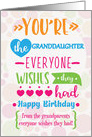 Happy Birthday to Granddaughter from Grandparents Humorous Word Art card