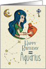 Happy Birthday Aquarius Zodiac with Aquarius Constellation and Sign card