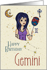 Happy Birthday Gemini Zodiac with Gemini Constellation and Sign card