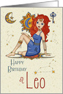 Happy Birthday Leo Zodiac with Leo Star Constellation and Sign card