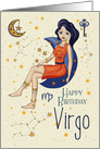 Happy Birthday Virgo Zodiac with Virgo Sign and Star Constellation card