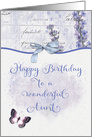 Happy Birthday to a Wonderful Aunt Pretty Lavender Butterfly card