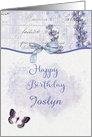 Happy Birthday Custom Name Pretty Lavender Butterfly card