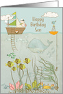 Happy Birthday to Son Cute Ocean Scene card