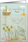 Happy Birthday Custom Name Cute Ocean Scene card