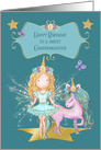 Happy Birthday to Granddaughter Pretty Fairy and Unicorn card