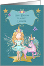 Happy Birthday to a Sweet Daughter Pretty Fairy and Unicorn card