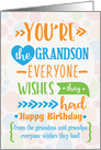 Happy Birthday to Grandson from Grandma and Grandpa Humorous Word Art card