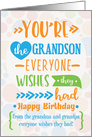 Happy Birthday to Grandson from Grandma and Grandpa Humorous Word Art card
