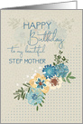 Happy Birthday to Step Mother Pretty Flowers and Polka Dots card