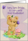 Happy Birthday to Great Granddaughter Adorable Bear and Cupcake card