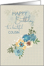 Happy Birthday to Cousin Pretty Flowers and Polka Dots card
