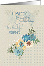 Happy Birthday to Friend Pretty Flowers and Polka Dots card