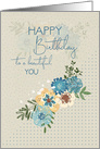 Happy Birthday to You Pretty Flowers and Polka Dots card