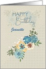 Happy Birthday Custom Name, Pretty Flowers and Polka Dots card