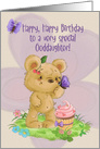 Happy Birthday to Goddaughter Adorable Bear and Cupcake card