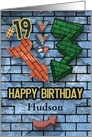 Happy 19th Birthday Custom Name Bold Graphic Brick Wall and Arrows card