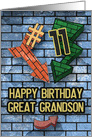 Happy 11th Birthday to Great Grandson Bold Graphic Brick Wall card