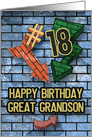 Happy 18th Birthday to Great Grandson Bold Graphic Brick Wall card