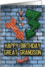 Happy Birthday to Great Grandson Bold Graphic Brick Wall card