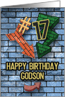 Happy 17th Birthday to Godson Bold Graphic Brick Wall and Arrows card