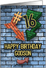 Happy 16th Birthday to Godson Bold Graphic Brick Wall and Arrows card