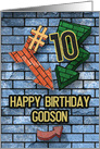Happy 10th Birthday to Godson Bold Graphic Brick Wall and Arrows card