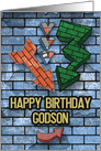 Happy Birthday to Godson Bold Graphic Brick Wall and Arrows card